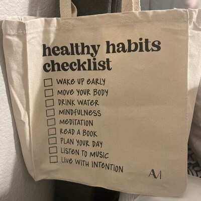 Healthy Habits Checklist Tote Bag by Allie Marie Digital Aesthetic Tote ...