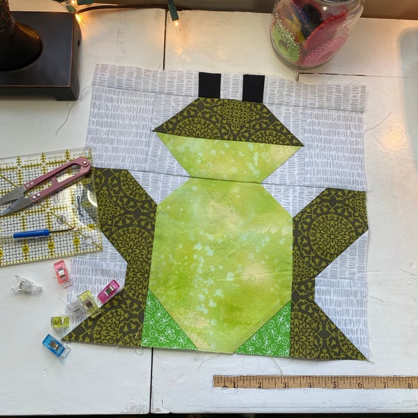 Frog Quilt Block Pattern, Machine Pieced, Digital PDF Instant Download ...