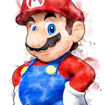 Set of 7 Super Mario PRINTABLE Watercolor Poster, Wall Art Poster Decoration, Printable Mario ...