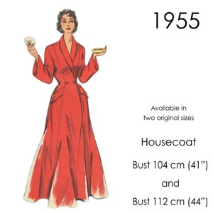 Housecoat Robe Pattern. 1940s Long Robe Pattern With Wide Collar ...
