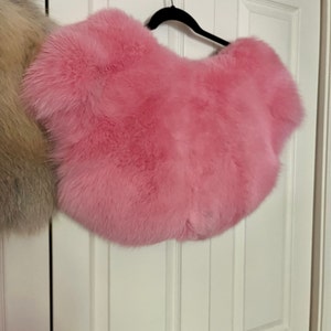 Genuine Flamingo Pink Fox Fur Bolero Shrug
