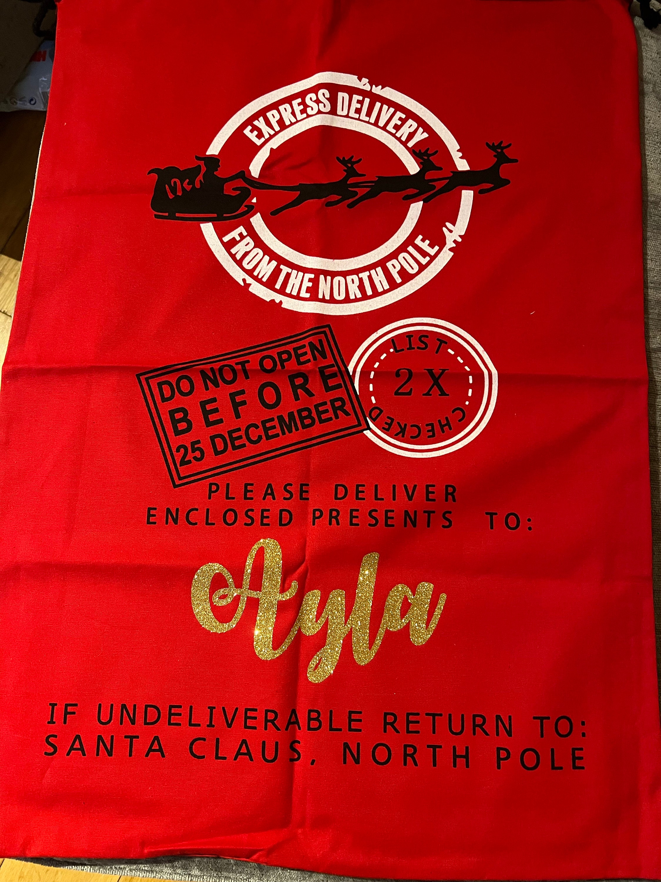 EARLY SALE! In stock,  Large Christmas Santa Sack- Personalised Xmas Father Christmas  gift bag