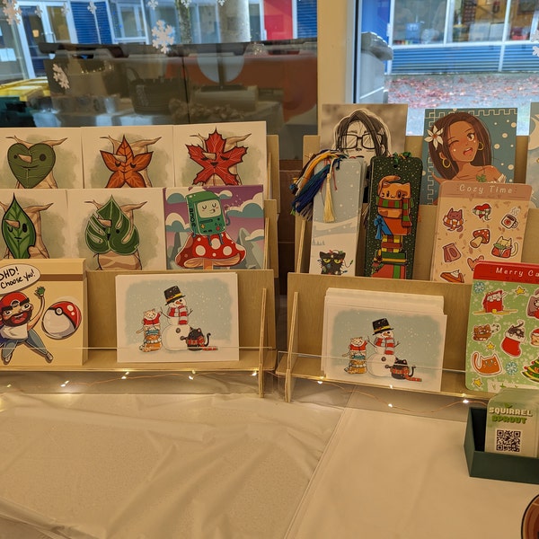 3-tier Wooden Greeting Card Display Rack With Clear Acrylic Front ...