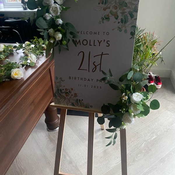 Personalised 21st Birthday Party Sign Green and Gold Custom Name 21st ...