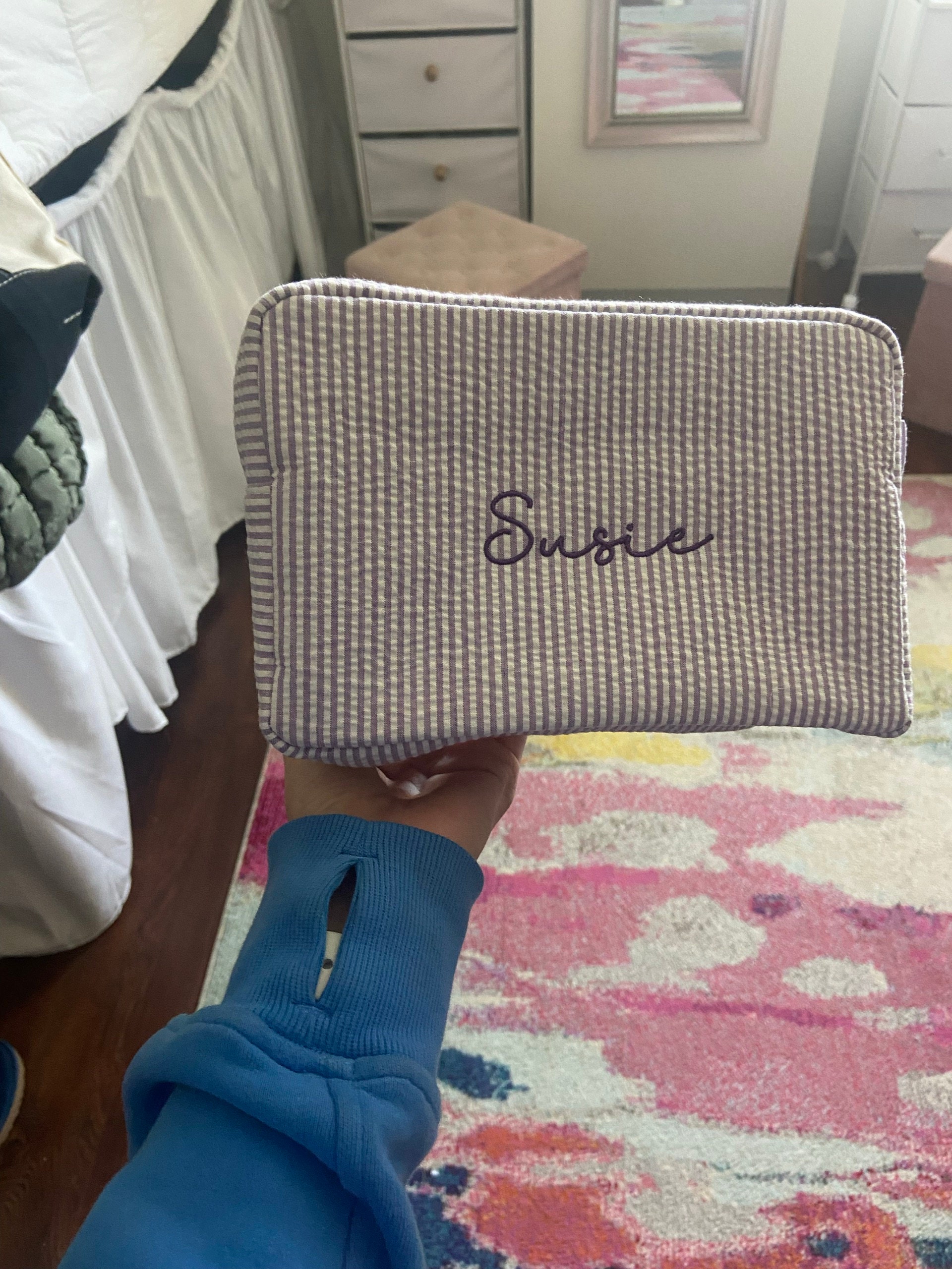 Personalized Monogrammed monogram colorful Makeup Bag, Bridesmaids Gifts, Sorority, Wedding Gifts, Christmas Gift for her, Free Shipping
