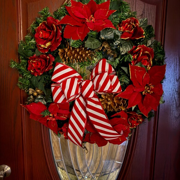 Rustic Burlap Farmhouse Christmas Bow, Christmas Holidays Script Burlap ...