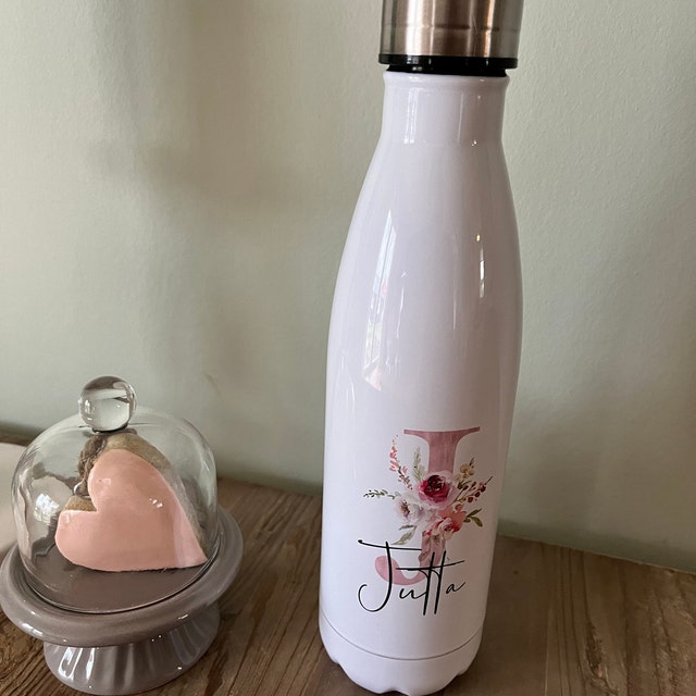 Botella Termo Personalizada Corazón Flores - Cucu-Tras