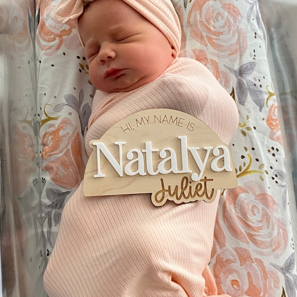 Personalized Baby Birth Announcement Sign | Hi My Name is Sign | Custom ...