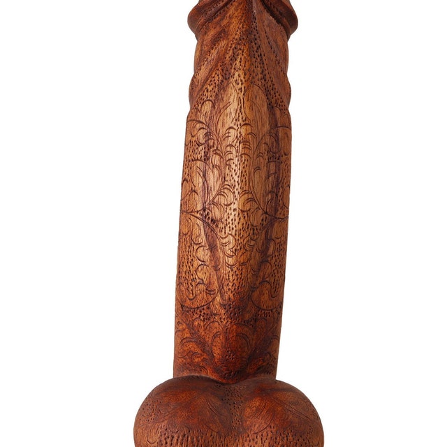  Penis Peace Pipe 12 long dong wood statue DARK BROWN
