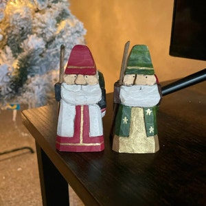 Hand Carved Wooden Folk Art Triangle Santa Claus Figure - Etsy