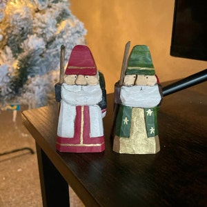 Triangle Santa Hand Carved Wooden Folk Art Triangle Santa Claus Figure - Etsy