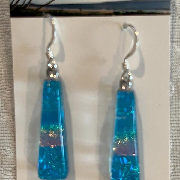 Mayra Open Frame Earring Gold Dichroic Glass
