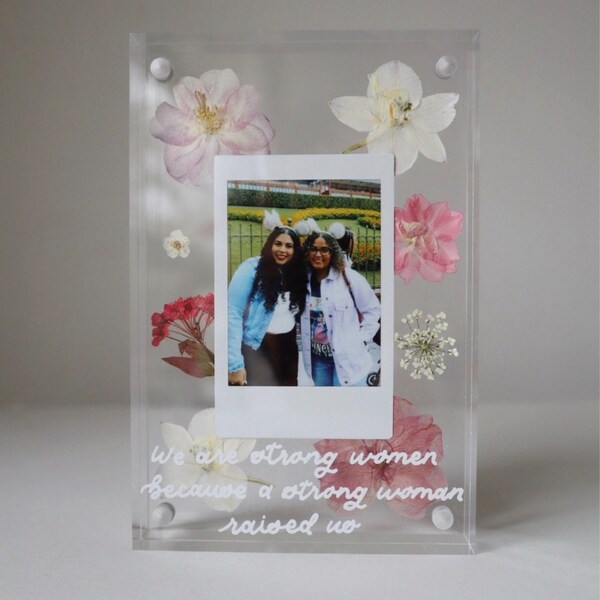 Custom Calligraphy Double Pressed Flower Floating Frame Vintage Flower ...