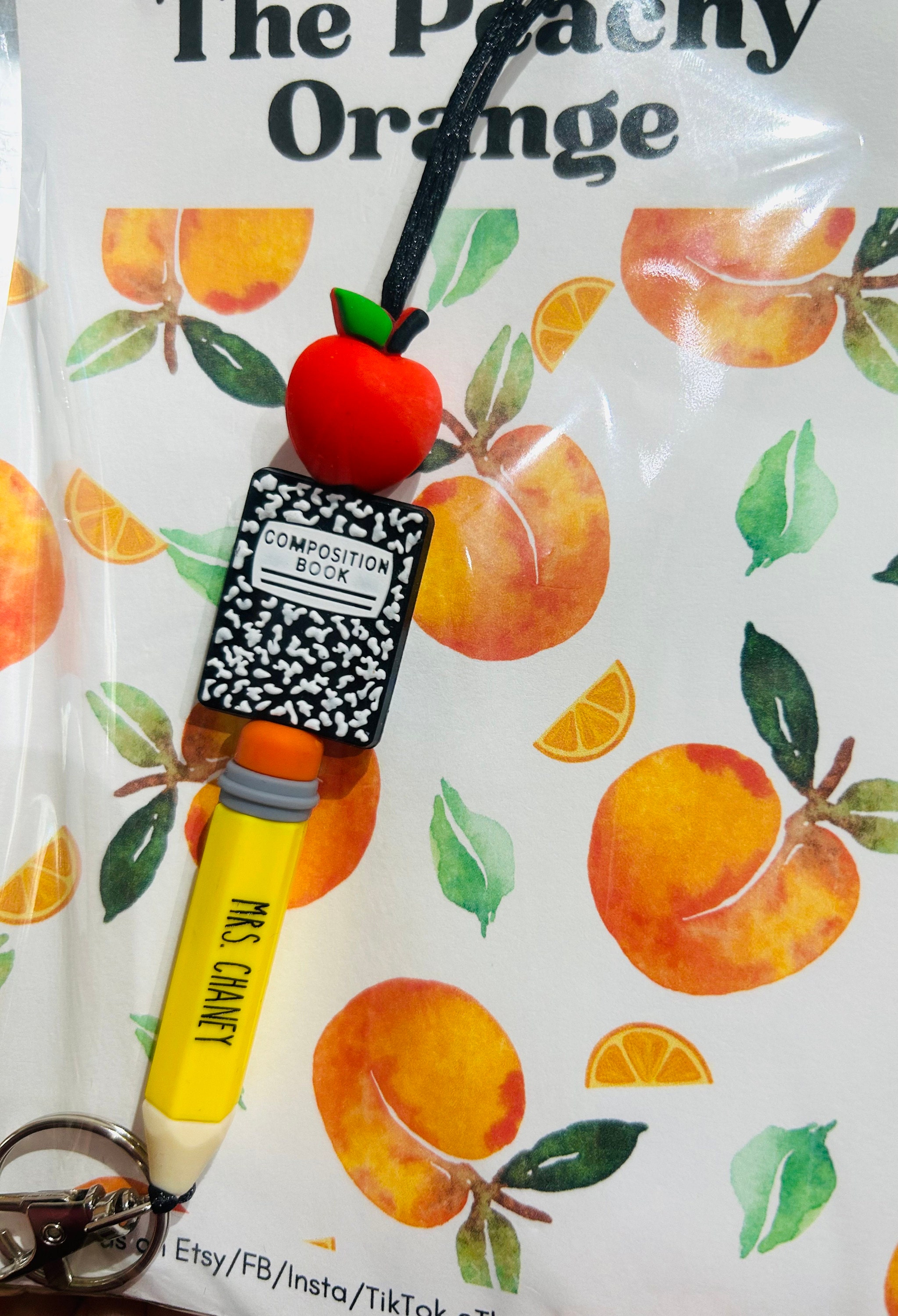 Teacher Lanyard, Pencil Lanyard, Teacher Custom Lanyard, Apple Lanyard, Back to School, Teacher Gift, Composition Notebook