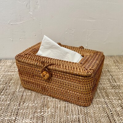 Wicker Rattan Box With Lid, Rattan Basket, Woven Basket Desktop ...