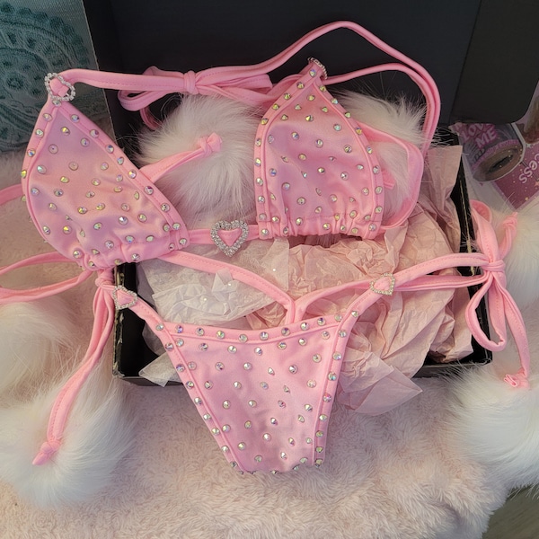 Leg Avenue Rhinestone Bikini Top and Side Tie Thong Panty main image 1