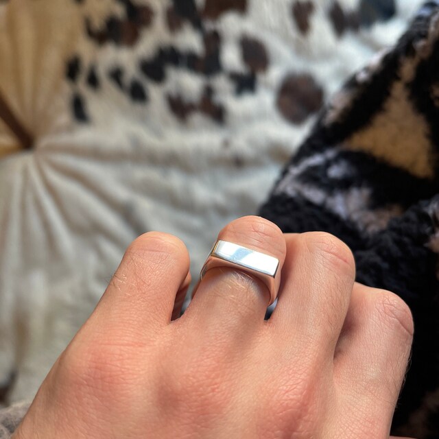 Solid Sterling Silver Signet Ring, Rectangle Signet Ring