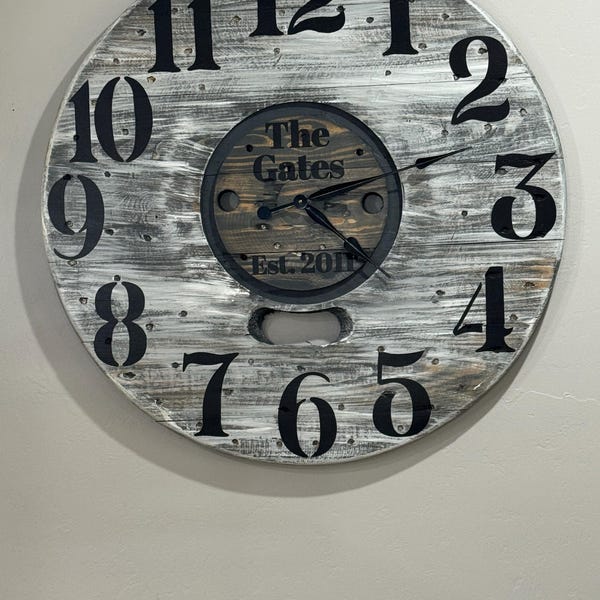 Farmhouse Wood Spool Wall Clock - 20