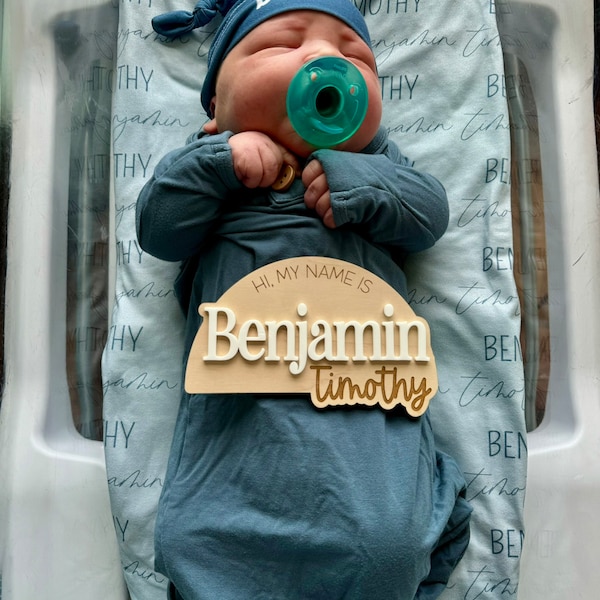 Personalized Baby Birth Announcement Sign | Hi My Name is Sign | Custom ...