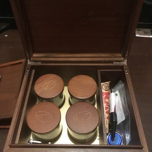 Hand Crafted Wooden Stash Box Humidor – 4 Strain Case with Combination Lock