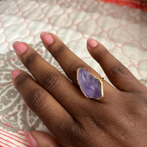 Customer photo from Johnnie, Vertical Raw Amethyst Ring, Gold Ring, Gemstone Ring, Raw