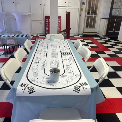 Race Car Coloring Table Runner, Race Cars Birthday Coloring Page, Cars ...