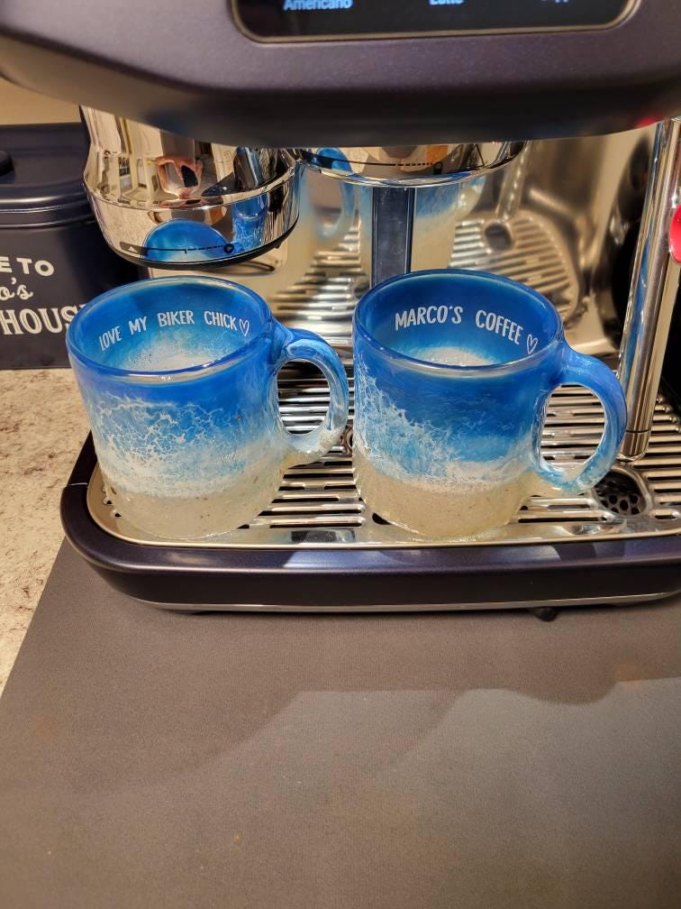 Blue Beach Inspired Coffee Mug, large coffee cup, small coffee mug, wine glass, coffee cup, cool glassware, unique coffee mug, stemless wine