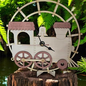 Laser Cut Train Clock File Kids Room Wall Clock CNC Glowforge
