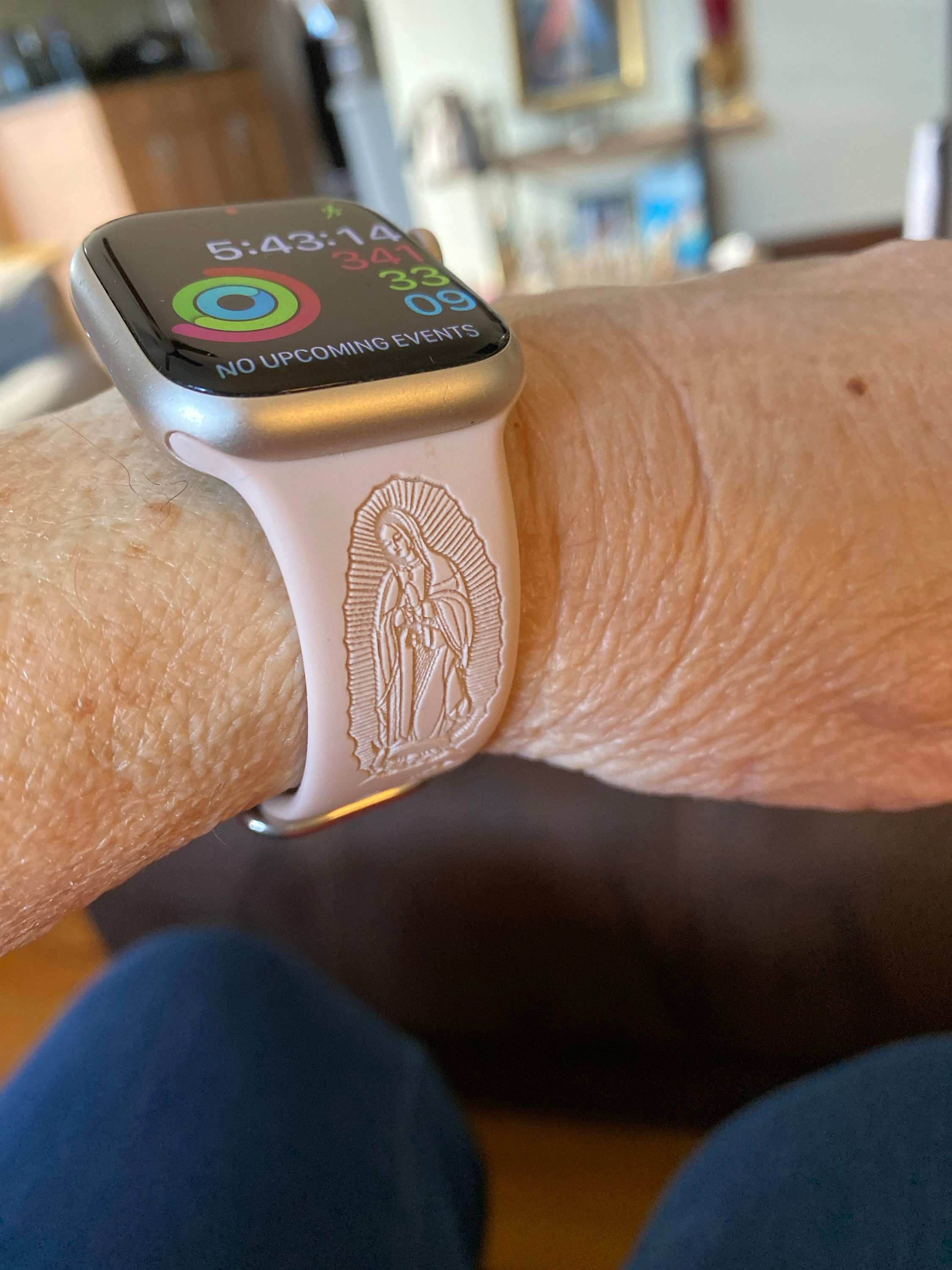 SuperLugano Virgin Mary with Cross Watch Band compatible with Apple Watch iWatch Band Silicone Watch 38/40/41 42/44/45 Strap Laser Jesus God