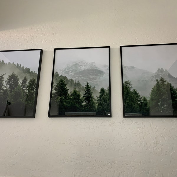 3 Piece Forest Wall Art Print, Set of 3 Forest Landscape Art, Green ...