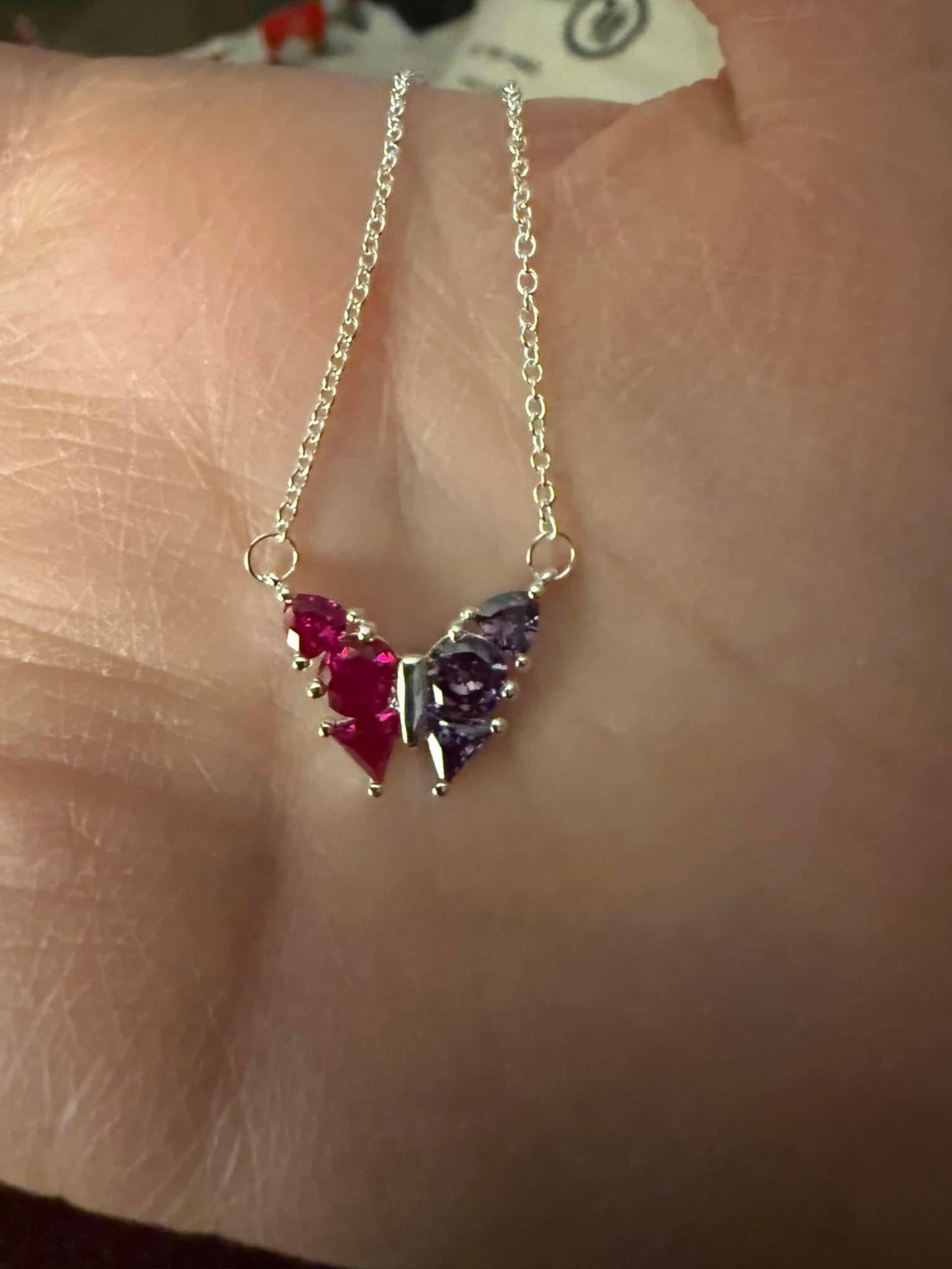 Butterfly Birthstone Necklace, 18K Gold Necklace, Wedding Necklace, Anniversary Gift, Bridal Gift, Grandma Gift, Christmas Gift for Her