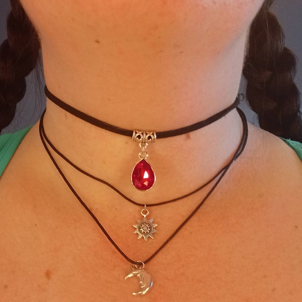 Moon and Sun Double Cord Choker -minimalist Jewellery - Layered ...