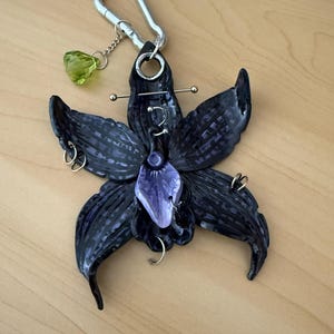 Handmade Orchid Bag Charm – Polymer Clay Flower Keychain With