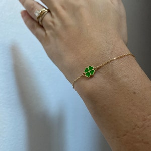  GELIN 14k Solid Gold 4-Leaf Clover Adjustable Bracelet for  Women : Clothing, Shoes & Jewelry