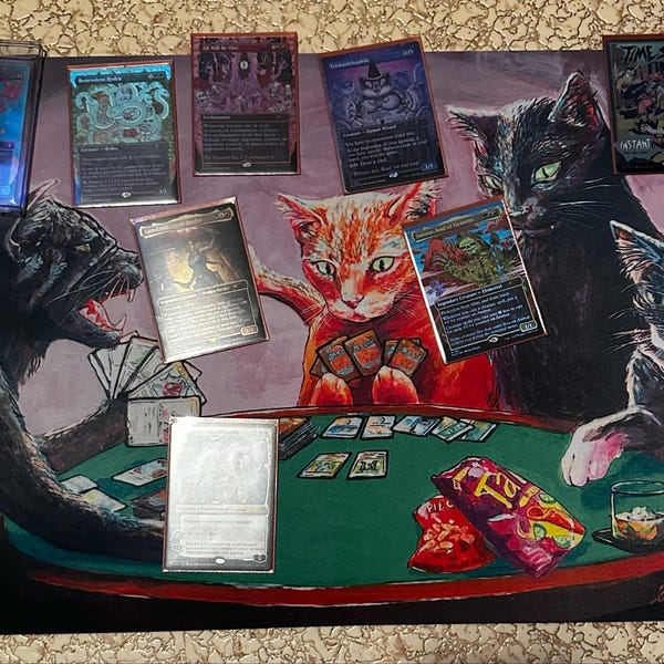 Cats Playing Magic the Gathering TCG Playmat - Stitched Edge 3mm ...