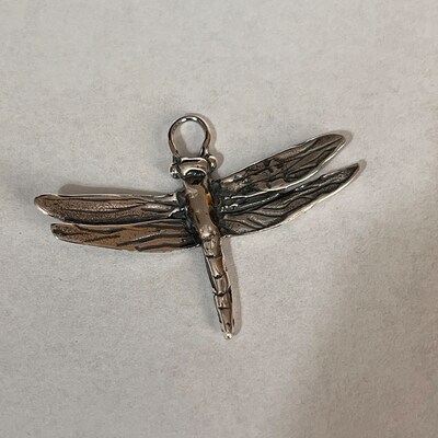 Artisan Dragonfly Pendant or Big Charm in Sterling Silver - Etsy