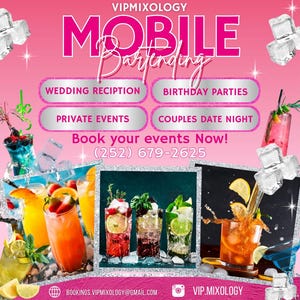 Mobile Bartending Flyer, DIY Mixologist Bartender Drink Services Party Event Planning Rental Social Media Instagram Canva Editable  Template
