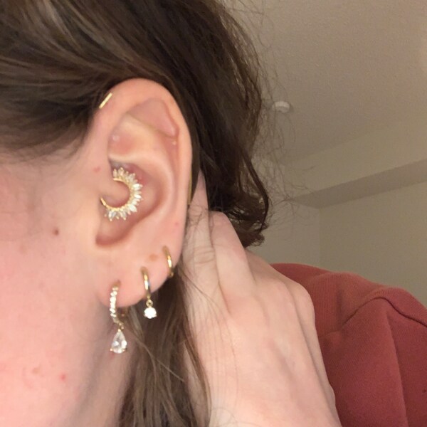Adored Moissanite Huggie Drop Earrings