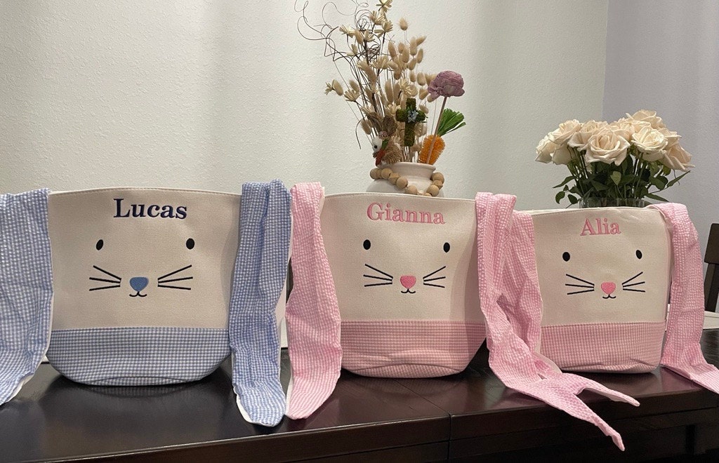 Easter basket, Personalized Easter Basket, monogram easter basket, girls basket, boys basket, girls easter basket, embroidered, Check, bag