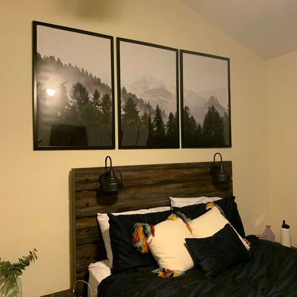 3 Piece Forest Wall Art Print, Set of 3 Forest Landscape Art, Green ...