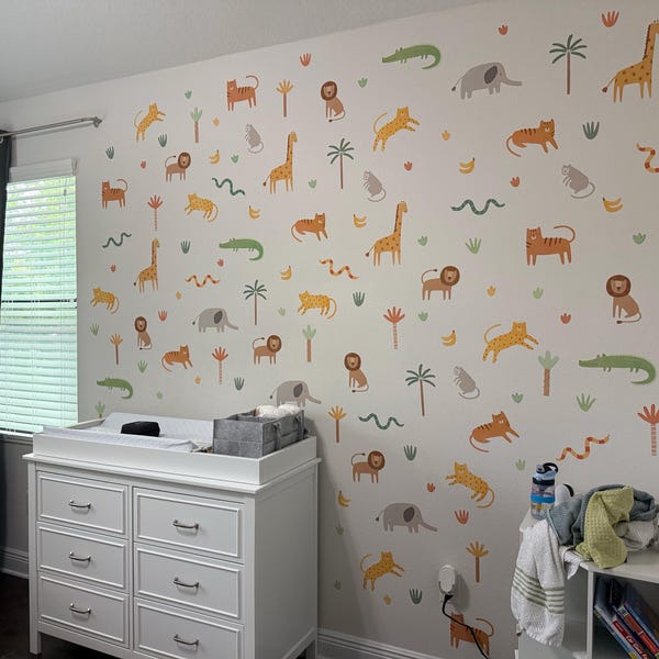 Jungle Wall Decals - Safari Animal Nursery Decor, Kids Room Decal ...