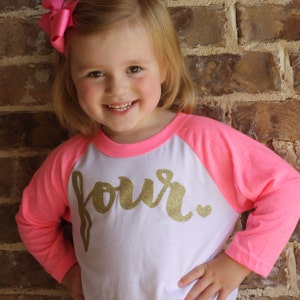 4 Year Old Birthday Shirt Girl Four Years Old Birthday Outfit - Etsy