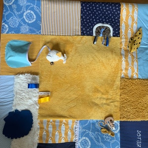 Tapis d'éveil personnalisé en coton oeko-tex style marin pour bébé