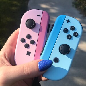 Custom Pastel Pink and Blue Nintendo Switch Joy con Joycon