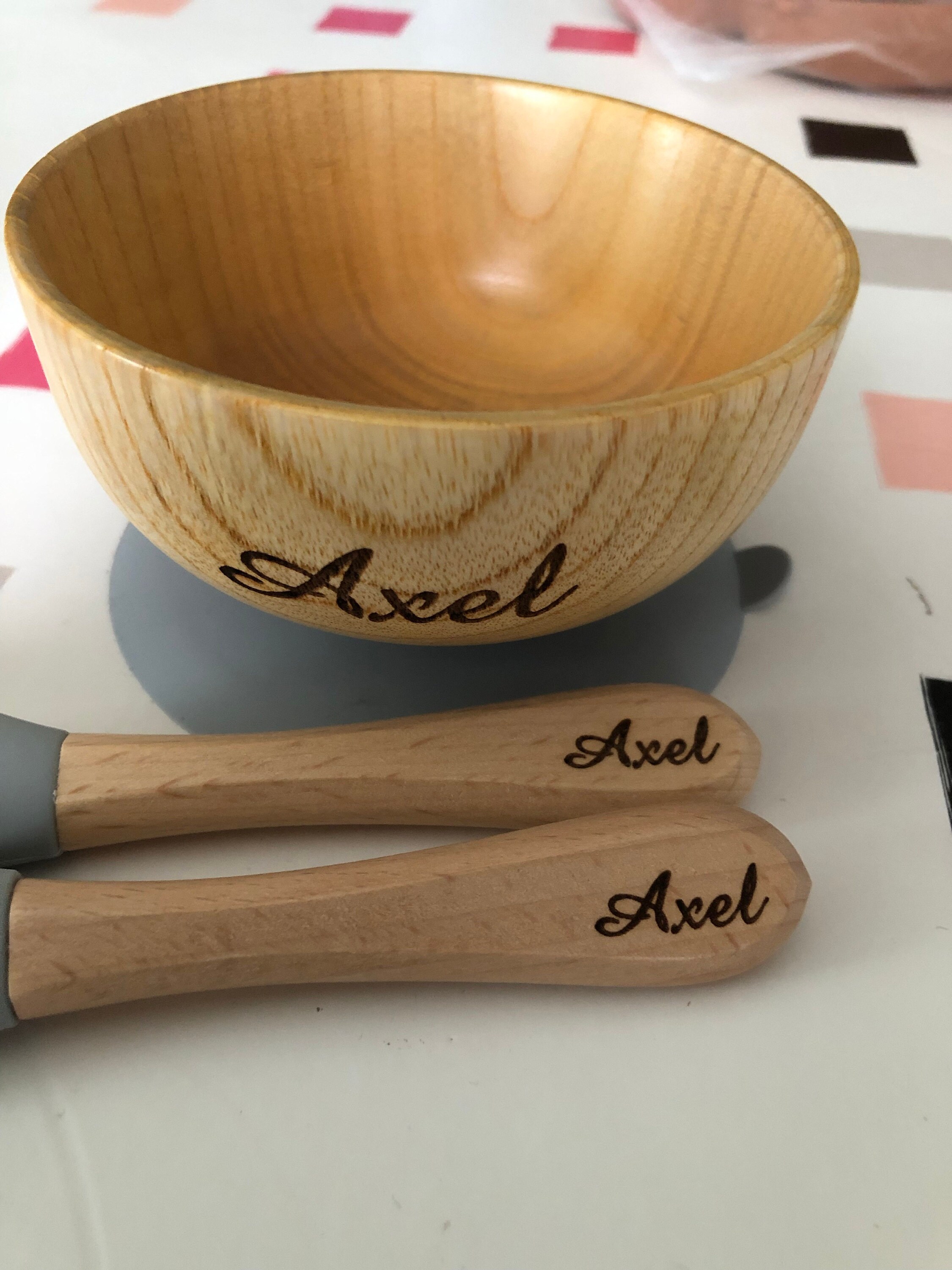 Personalized baby bowl and cutlery