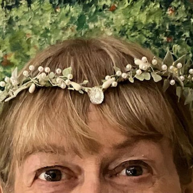 Elven Crown, Fairy Tiara, Dainty Twig Headband, Green White