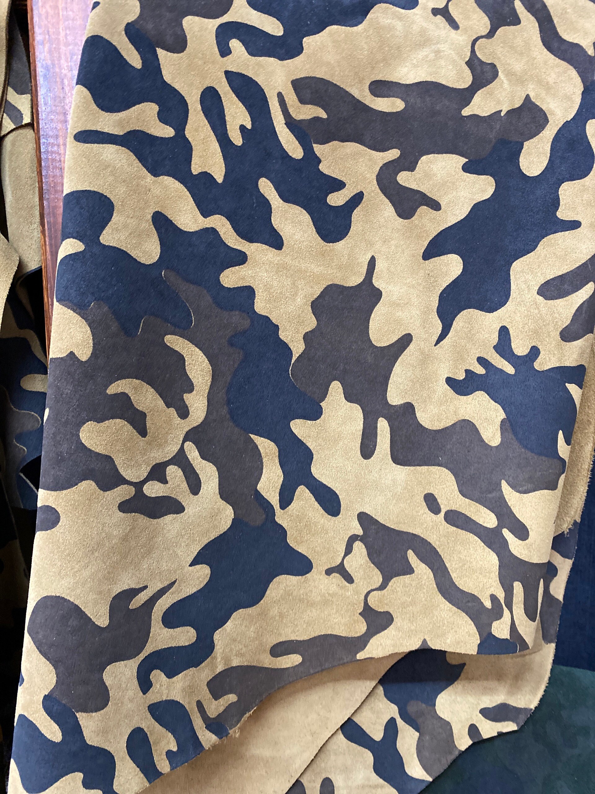 Camel Camouflage Leather, camouflage print, calf leather, split calf