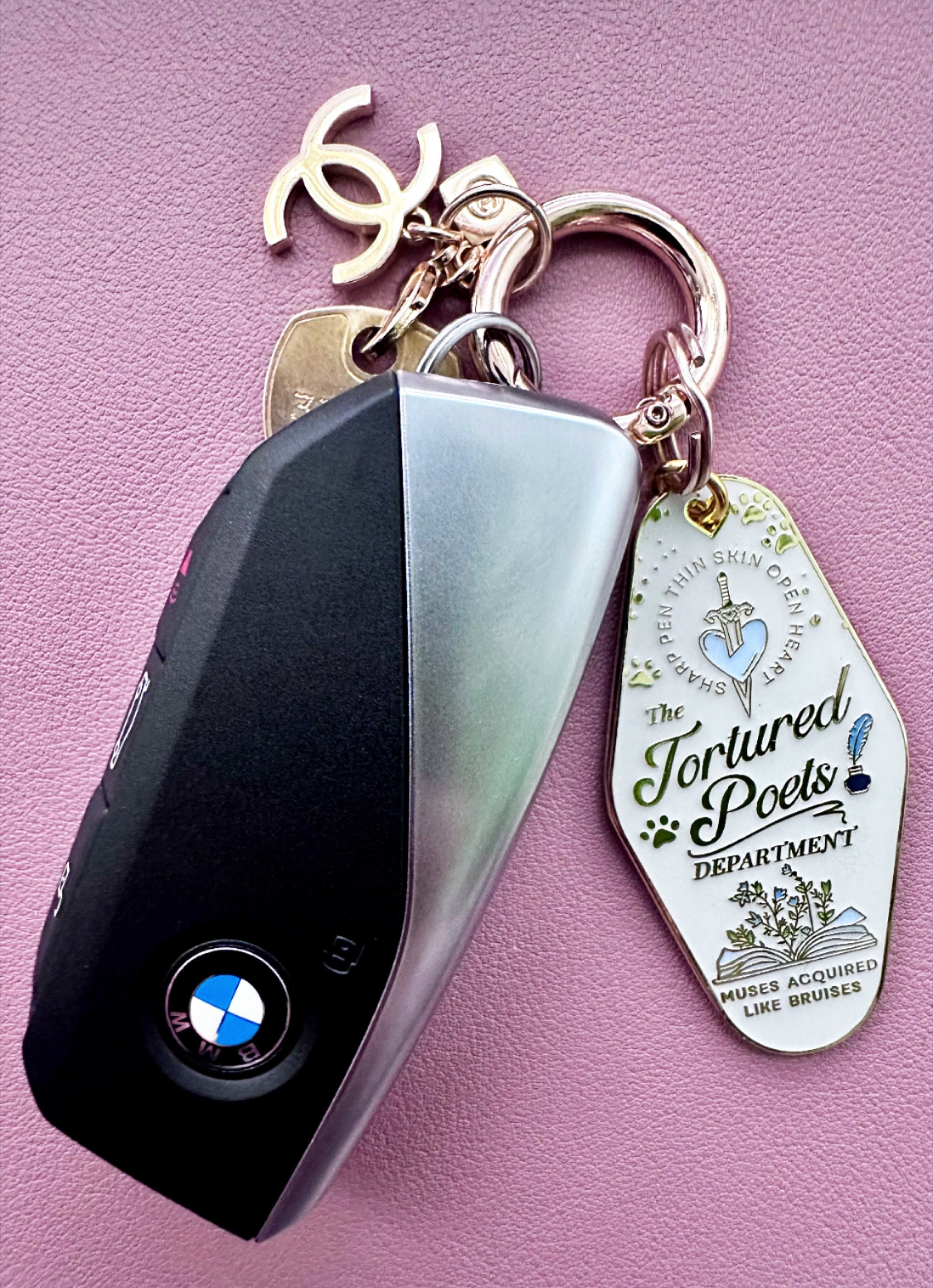 Poetry Department Mini Motel Enamel Keychain, Gift for Her