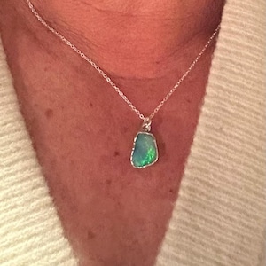 Customer photo from Amelia, Raw Australian Opal Necklace with Paperclip Chain