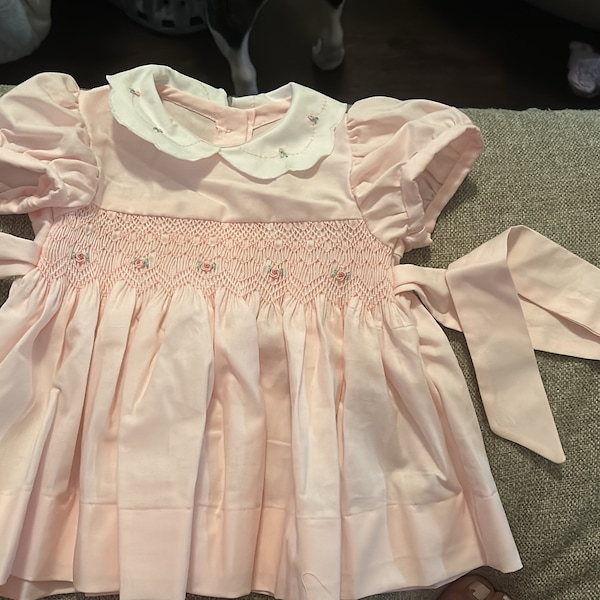 Petit Bebe Girls Pink Liberty Floral Print Long Sleeved Bishop Dress